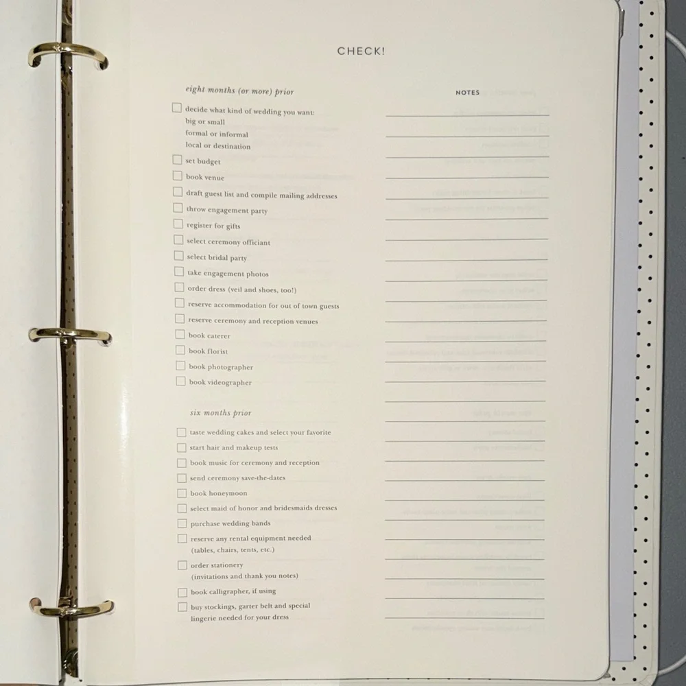 kate spade White and Black Bridal Planner and Pen